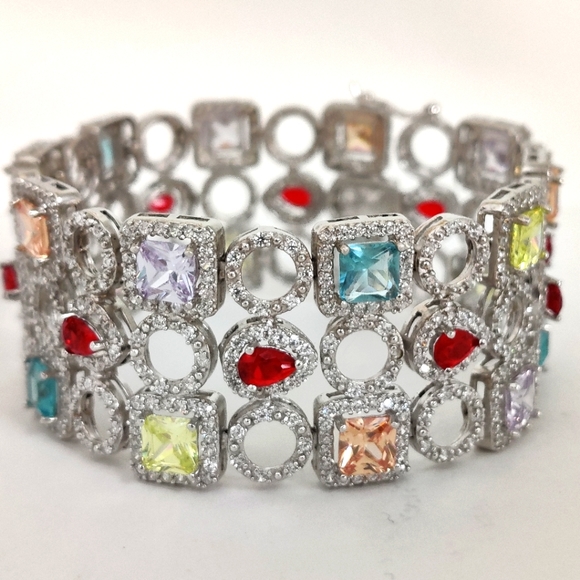Dazzling Sterling Silver 925 Gemstones Bracelet - Picture 2 of 16